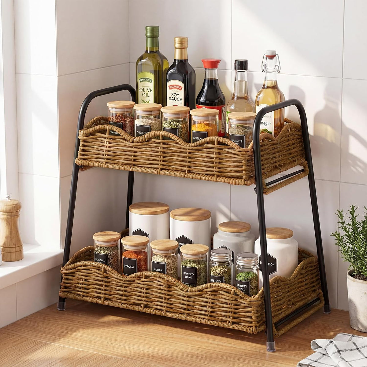 Geelin 2 Tier Stackable Cabinet Organizer Shelves for Kitchen Counter