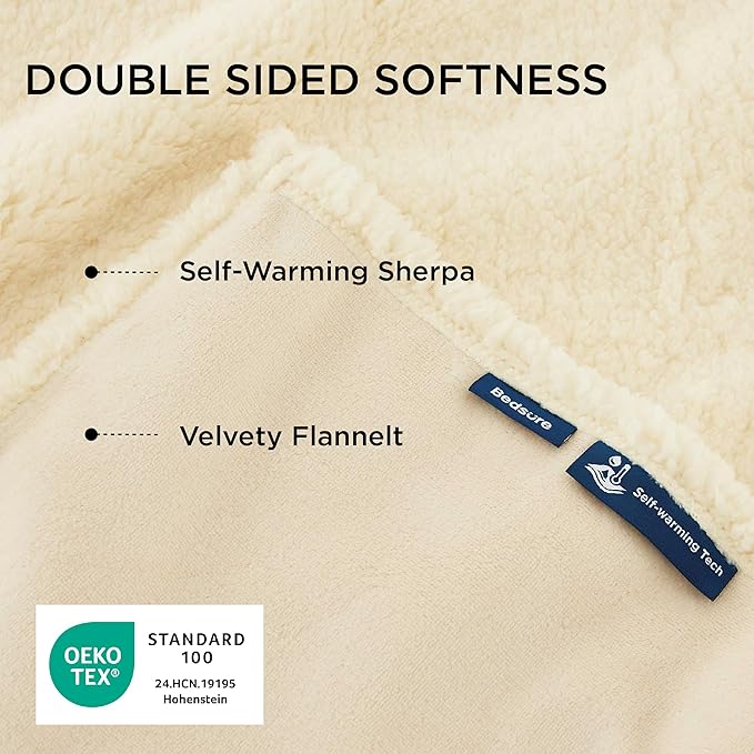 Bedsure Self Warming Blanket for Large Dogs - Waterproof, Washable Couch Protector, Sherpa Fleece Puppy Blanket, Soft Plush Reversible Throw, 40"X50", White