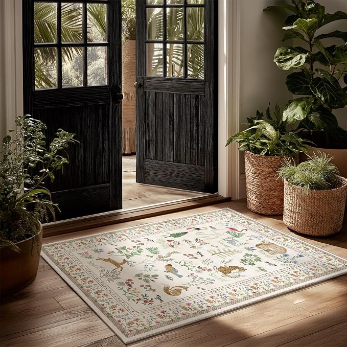 Machine Washable Throw Rugs for Entryway: Door Mat Indoor Entrance 2x3 Rug