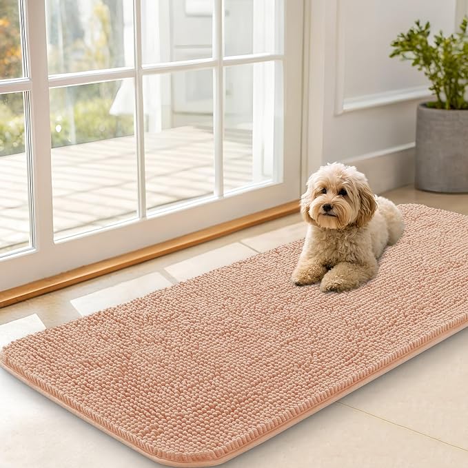 OLANLY Dog Door Mat for Muddy Paws 47x20, Absorbs Moisture and Dirt, Absorbent