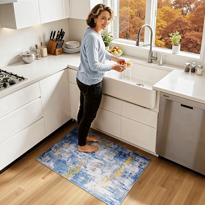 RELEANY Washable Area Rugs 2'x3' Non-Slip Modern Abstract Soft