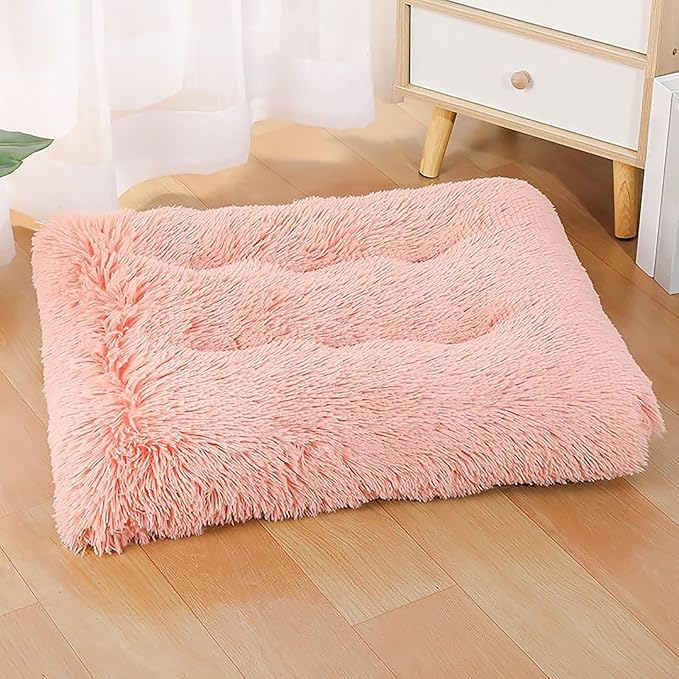 Dog Crate Mat, Dog Bed for Large Dogs, Comfy Fluffy Kennel Pad Anti-Slip for Dog beds & Furniture, Quilted Dog Bed for Pets for Medium/Small Dogs Cats (Color : Pink 2, Size : 20x14.9)
