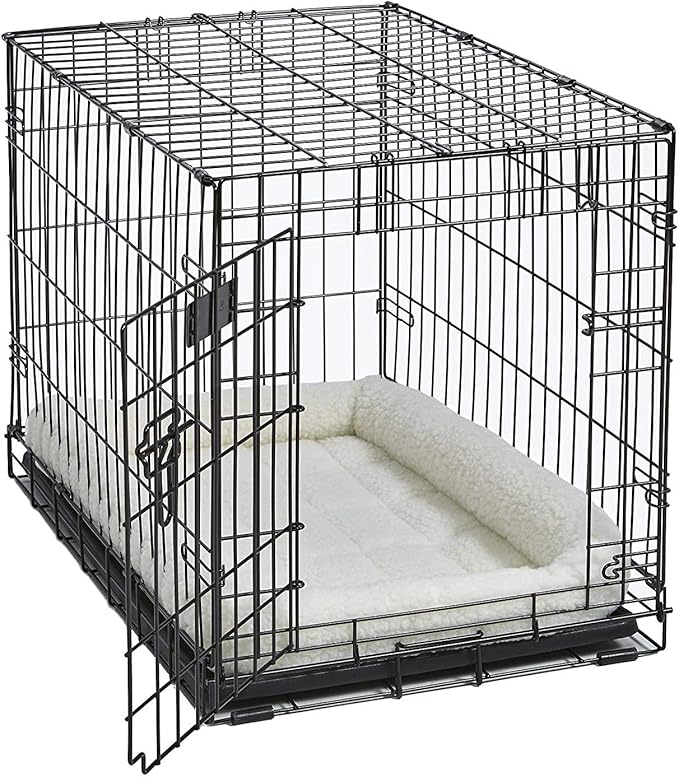 MidWest Homes for Pets QuietTime Dog Bed – White Fleece Bolster, Ultra-Soft and Machine Washable, Fits 36-Inch Crates and Carriers, for Medium to Large Breed Dogs
