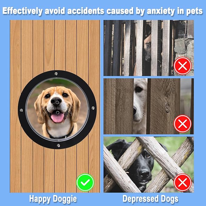 Dog Fence Window,12.4’ Acrylic Clear Pet Dome View with Air Holes Playground Doggie Wood Fence Window Bubble Peek Window for Dog and Cats Deep 4.7 Inch(XL)