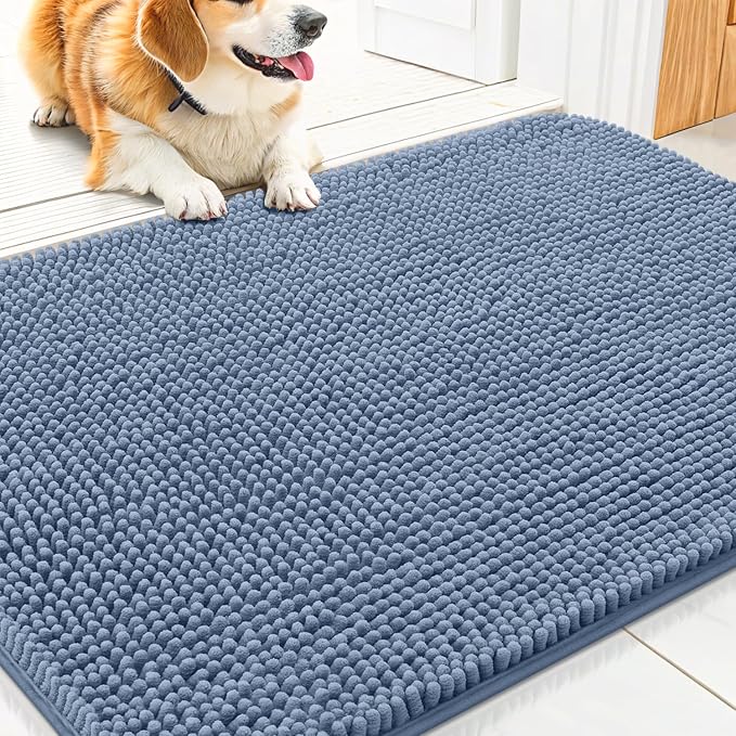 Smiry Dog Door Mat for Muddy Paws 30x20, Absorbent Dirt Trapper, Non-Slip