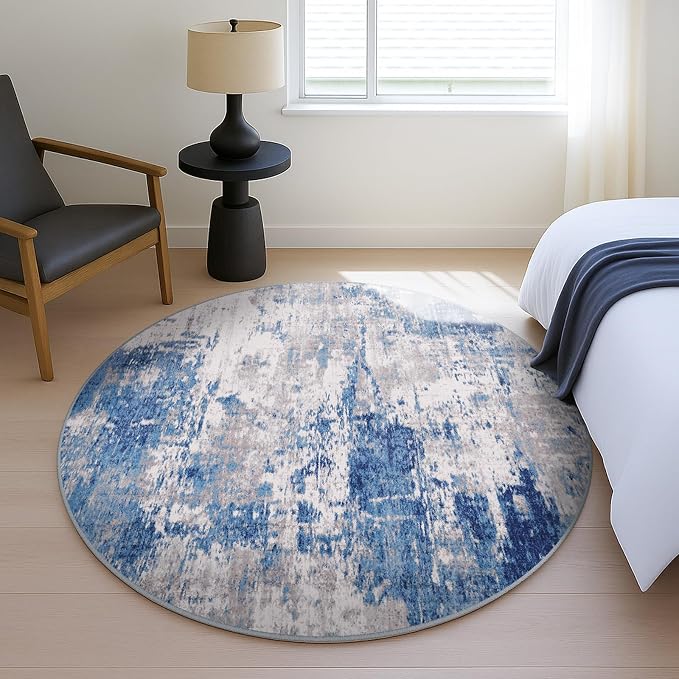 RELEANY Washable Area Rugs 4ft Non-Slip Modern Abstract Soft