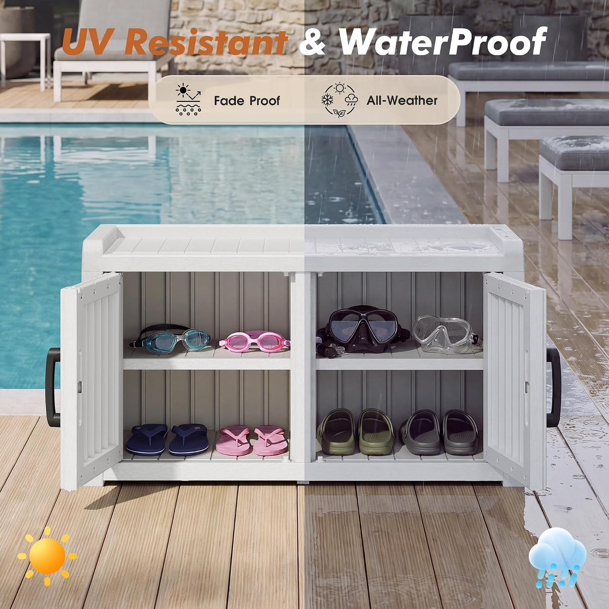 KAMABOKO Outdoor Shoe Storage Cabinet, White
