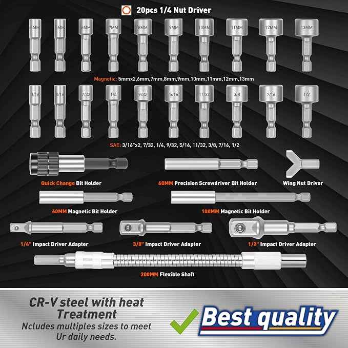 Amartisan 258-Piece Ultimate Screwdriver Bit Set, Chrome Vanadium Steel Driver