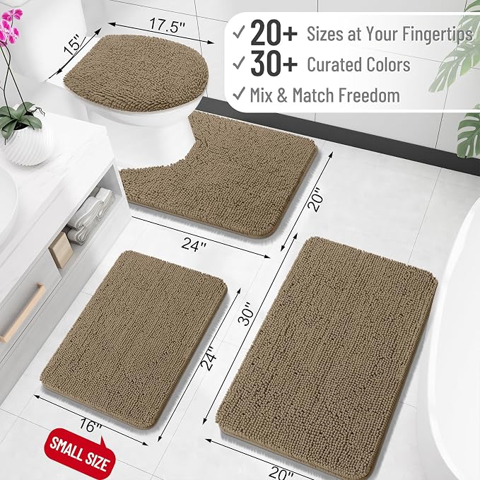 OLANLY Bathroom Rugs 32x20, Extra Soft Absorbent Chenille Bath Rugs, Rubber