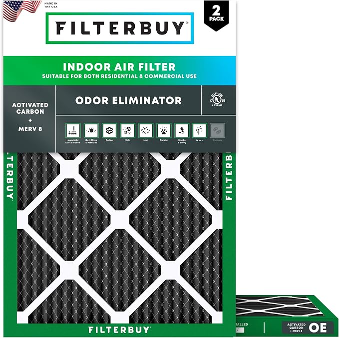 Filterbuy 22x24x1 Air Filter MERV 10 Odor & Allergy Defense