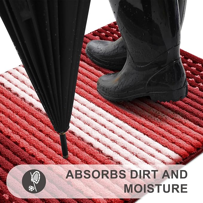 Kitinjoy Indoor Outdoor Door Mat, 40x32 Non-Slip Absorbent Dirt Trapper