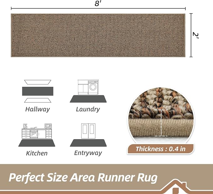 BEQHAUSE Hallway Runner Rugs 2x8, Hallway Rug Non-Slip Washable, Runner Rug