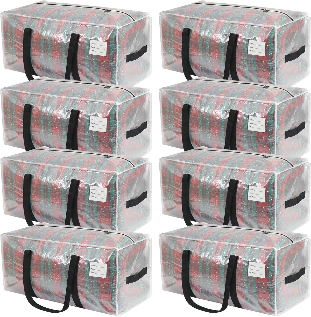 VTSVTS 8 Pack Extra Heavy Duty Large Moving Bags with Comfortable Handle & Strong Zipper,Storage Totes for Space Saving Moving Storage College Supplies Alternative to Moving Box,Clear