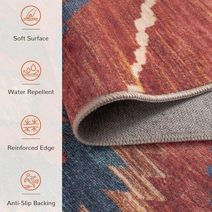BESTSWEETIE Area Rug 6x6 Rug Machine Washable Non-Slip Low Pile Print Pattern