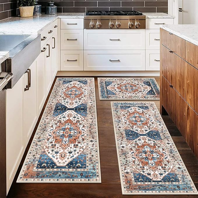 HEBE Boho Kitchen Rug Sets 3 Piece