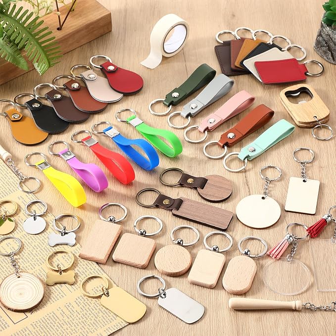 Tondiamo 122 Pcs Laser Engraving Blanks Keychains Bulk Laser Cutting Engraving