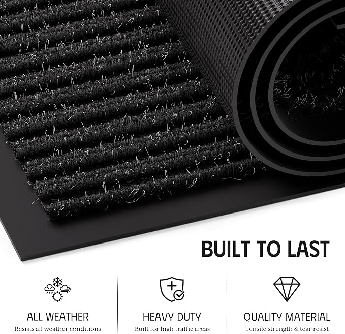 Front Door Mat 3' x 10', Heavy Duty Large Commercial Floor Mats, Non-Slip Low