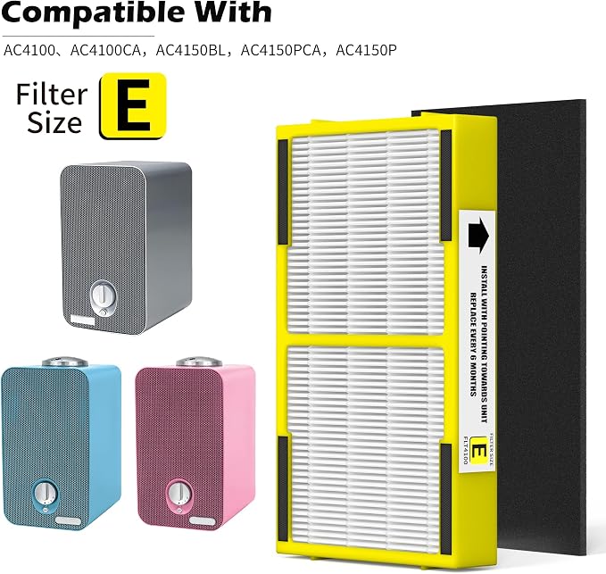 4 Pack FLT4100 HEPA Replacement Filter Size E Compatible