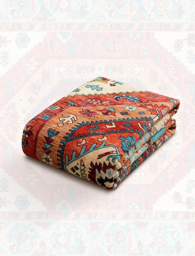 SERISSA Boho Washable Runner Rug, 2x5 Rug Runner Non-Slip Vintage Orange