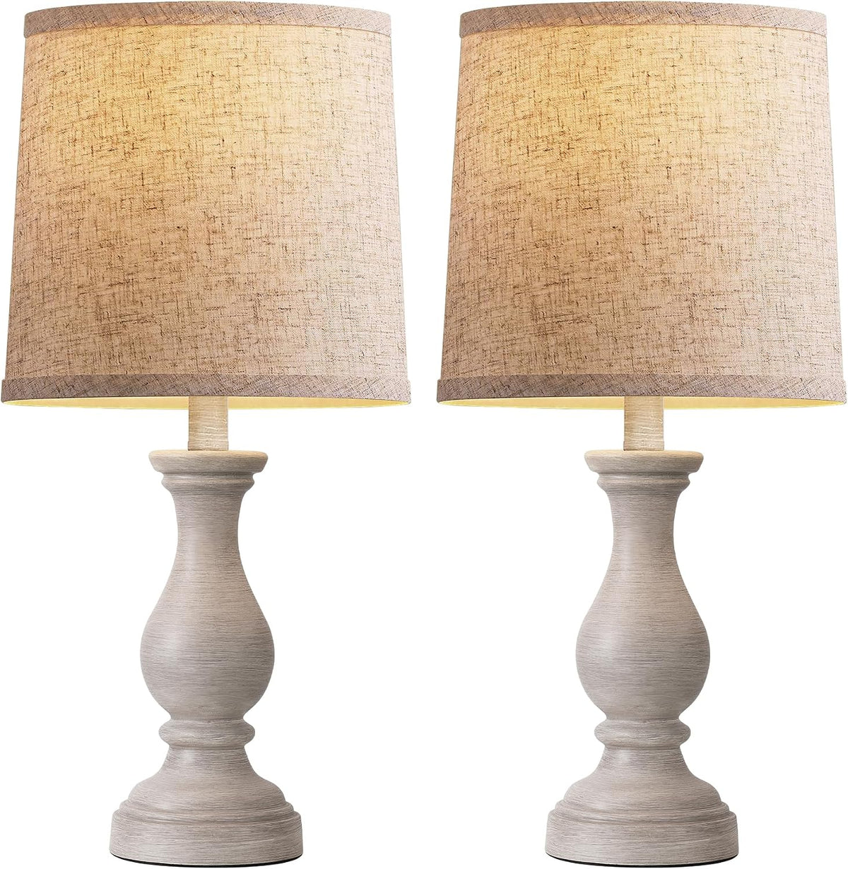 22" Farmhouse Table Lamps Set of 2, Rustic Bedside Lamps for Bedroom