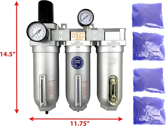 1" NPT SUPER DUTY Industrial Grade Filter Regulator Coalescing Desiccant Dryer