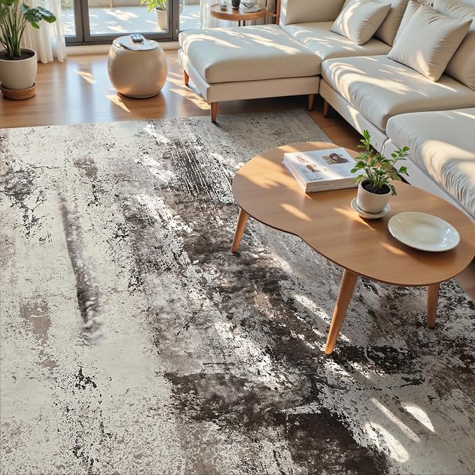 Living Room Rug 9x11 Coffee Area Rugs Machine Washable Abstract Boho Large Rug