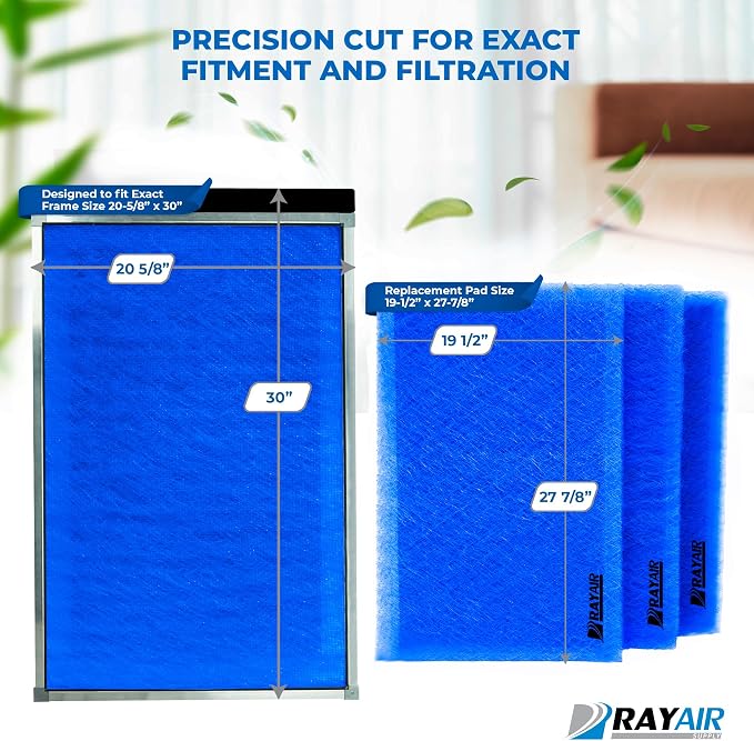 RAYAIR SUPPLY 20.625 x 30 Replacement Filter Pads Compatible