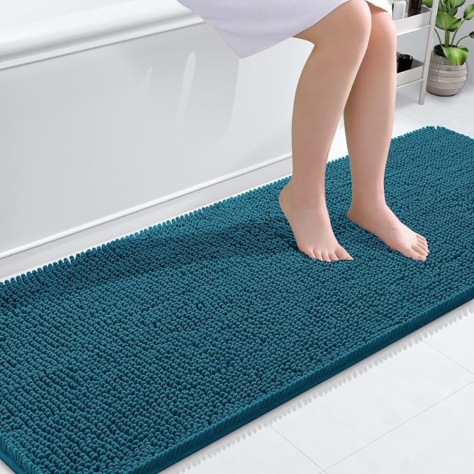 OLANLY Bathroom Runner Rugs 70x24, Soft Absorbent Chenille Bath Rugs, Rubber