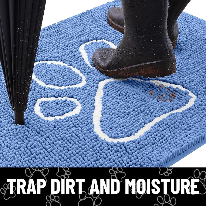Smiry Dog Door Mat for Muddy Paws, Absorbent Dirt Trapper Non Slip Quick Dry