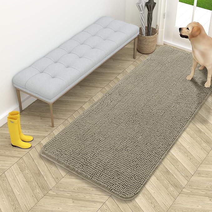 OLANLY Dog Door Mat for Muddy Paws 54x24, Absorbs Moisture and Dirt, Absorbent