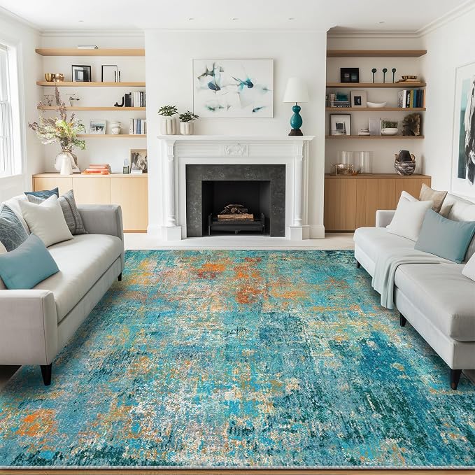 RELEANY Washable Area Rugs 5'x7' Non-Slip Modern Abstract Soft