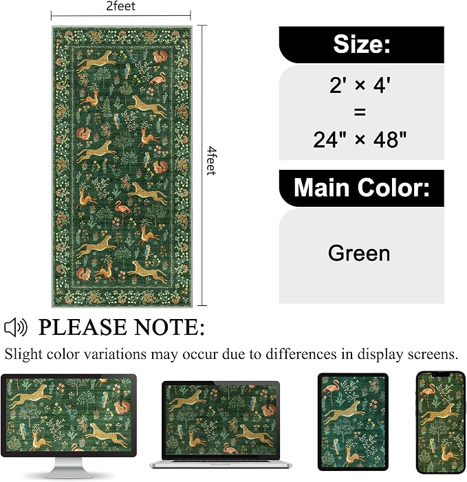 DUKINO 2x4 Rug for Hallway, Washable Kitchen Runner Rug
