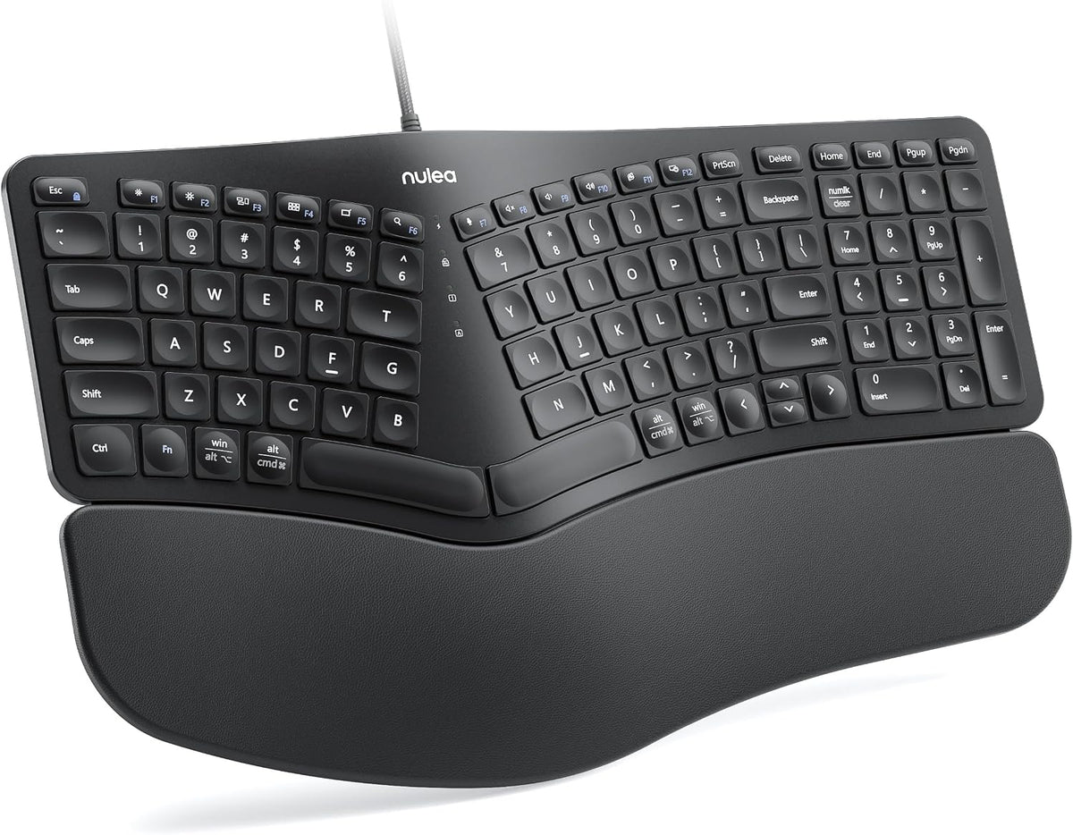 Nulea Ergonomic Split Keyboard Wired with Wrist Rest and USB-C Connection