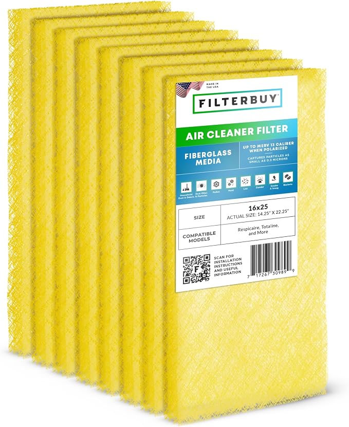 Filterbuy 16x25 Air Cleaner Filter Replacement Pads