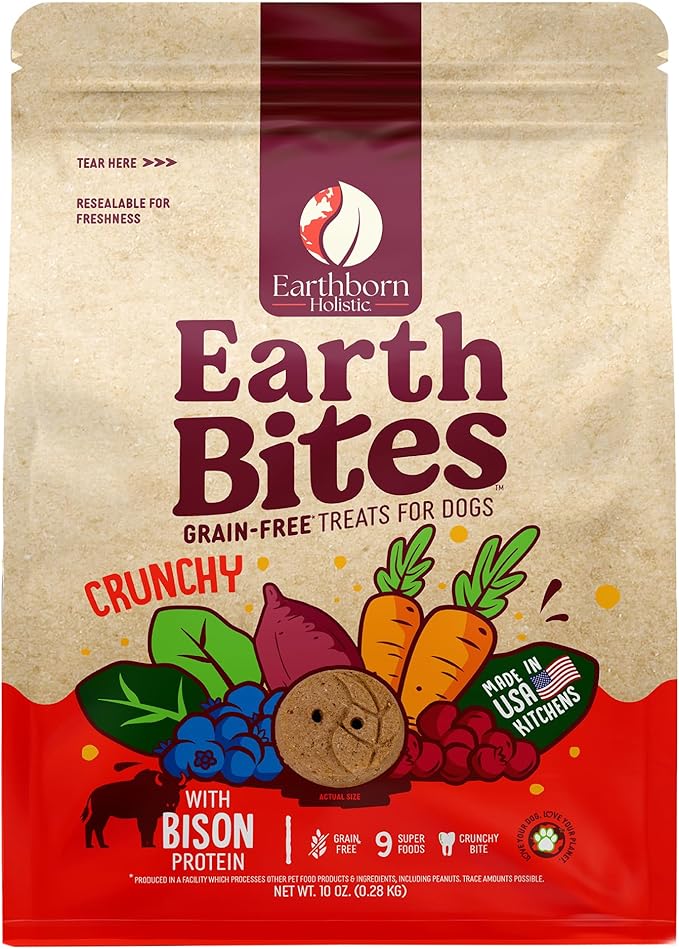 Earthborn Holistic EarthBites Crunchy Grain-Free Dog Treats with Bison 10 oz