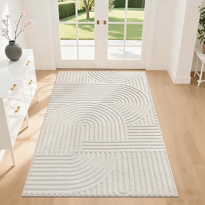 Pauwer 3x5 Washable Area Rugs for Living Room Modern Beige Solid Color Soft