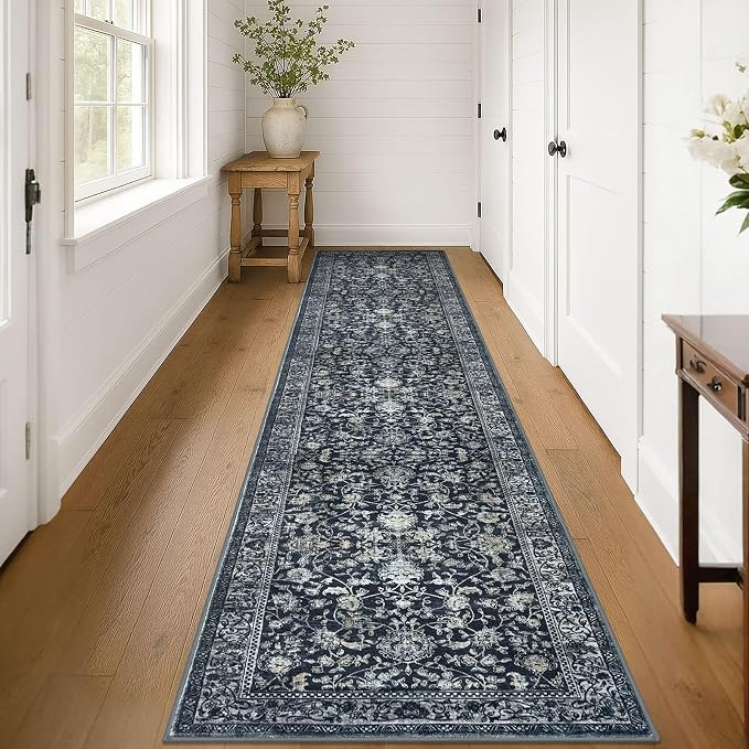 KILOCOCO Runner for Hallway 3x14 Runner Rug Printed Vintage Floral Washable Rug