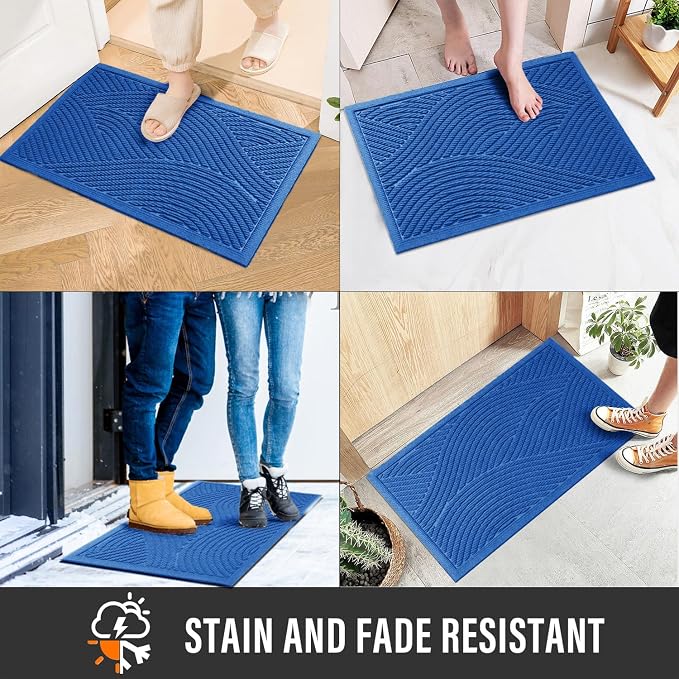 HIYARD Sturdy Front Door Mat, Absorbent Muddy Dirt Resist Welcome Door Mats
