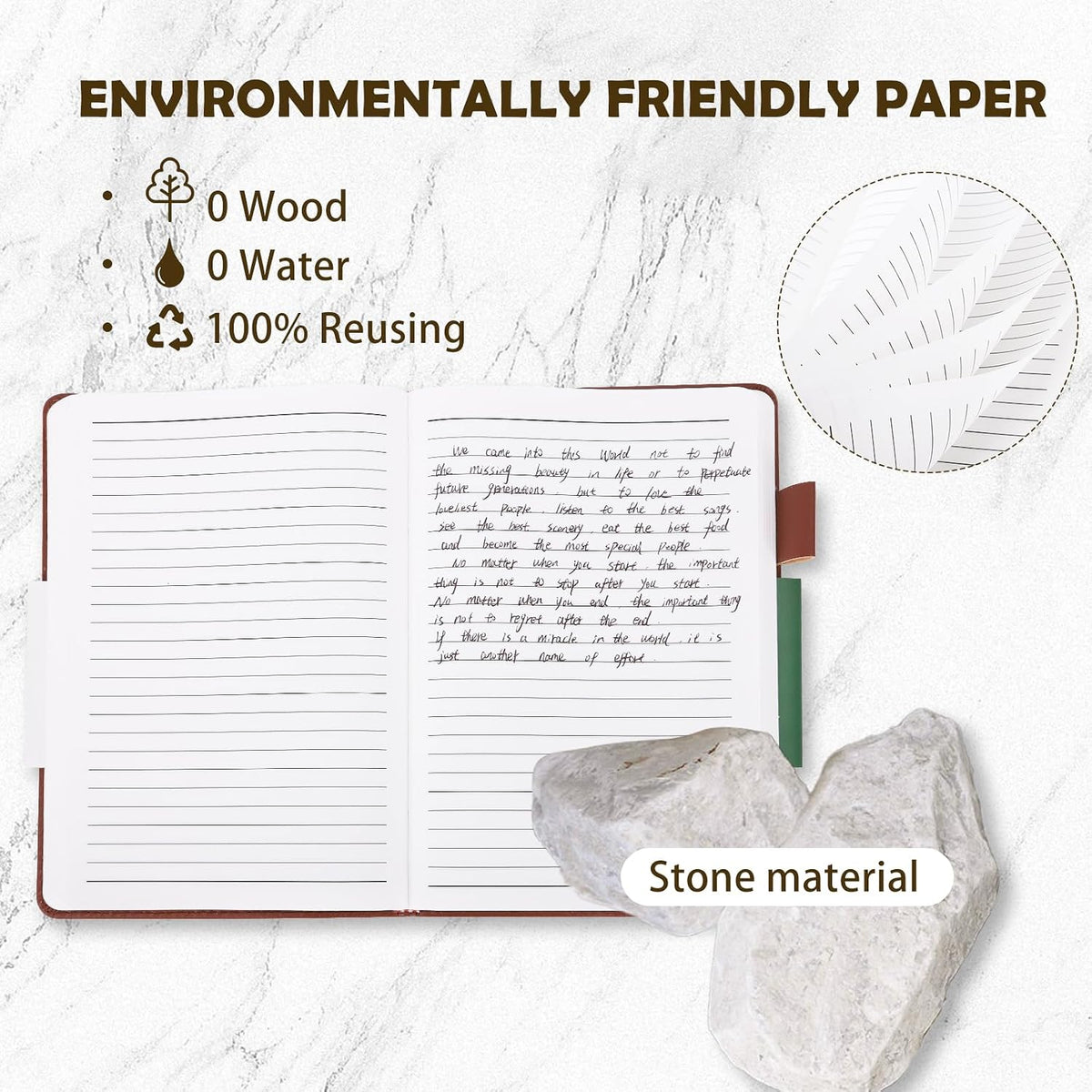 Stone Paper Notebook for Women Men, Waterproof Notebook Hardcover Executive Journal, Ruled Notebooks for Writing, Business, Work ＆ School, 160 Pages Notebook with Gift Box (B5 Black)