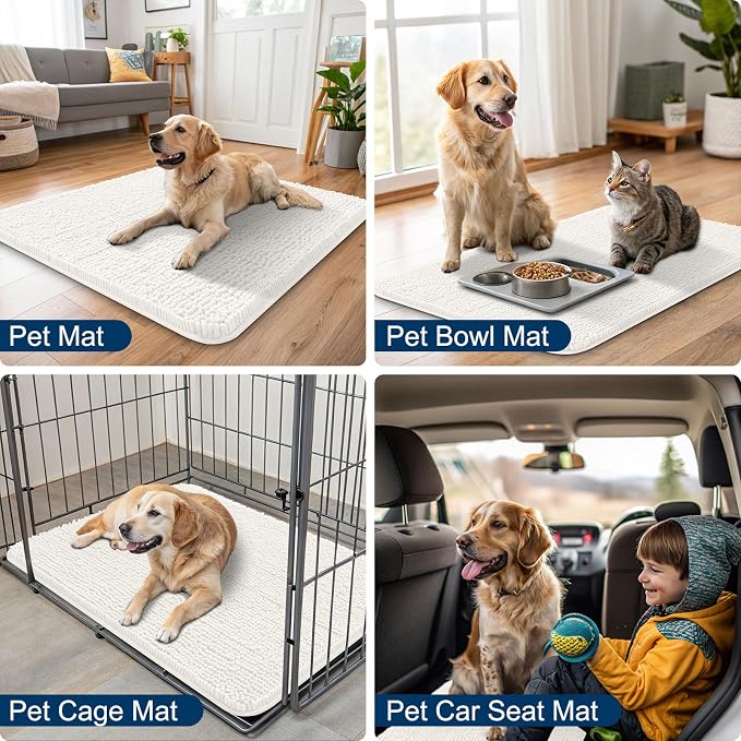 Smiry Dog Door Mat for Muddy Paws 30x20, Absorbent Dirt Trapper, Non-Slip