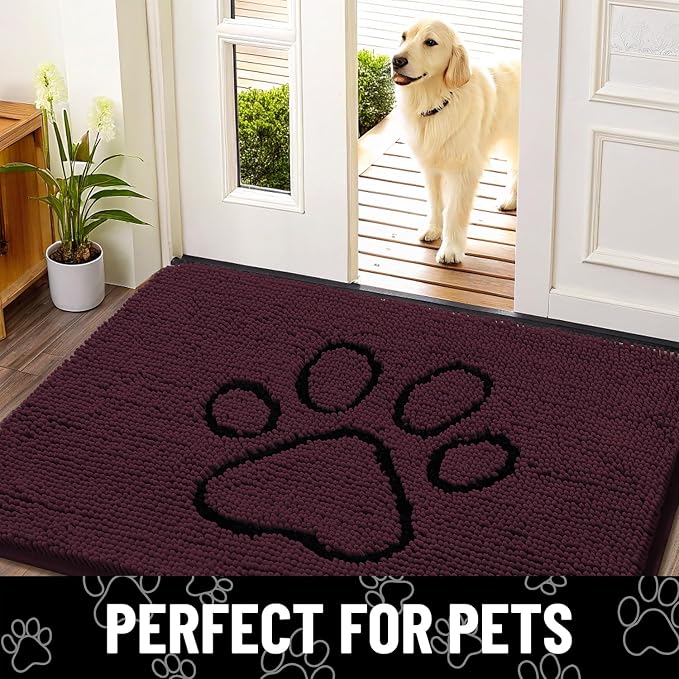 Smiry Dog Door Mat for Muddy Paws, Absorbent Dirt Trapper Non Slip Quick Dry