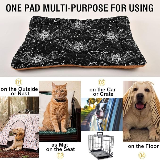 Pet Bed Bat Halloween Dog Bed Mat Absorbing Non Slip Pad Pet Sleeping Mat for Small, Medium, and Large Dogs Puppy Cat 36 in x 24 in