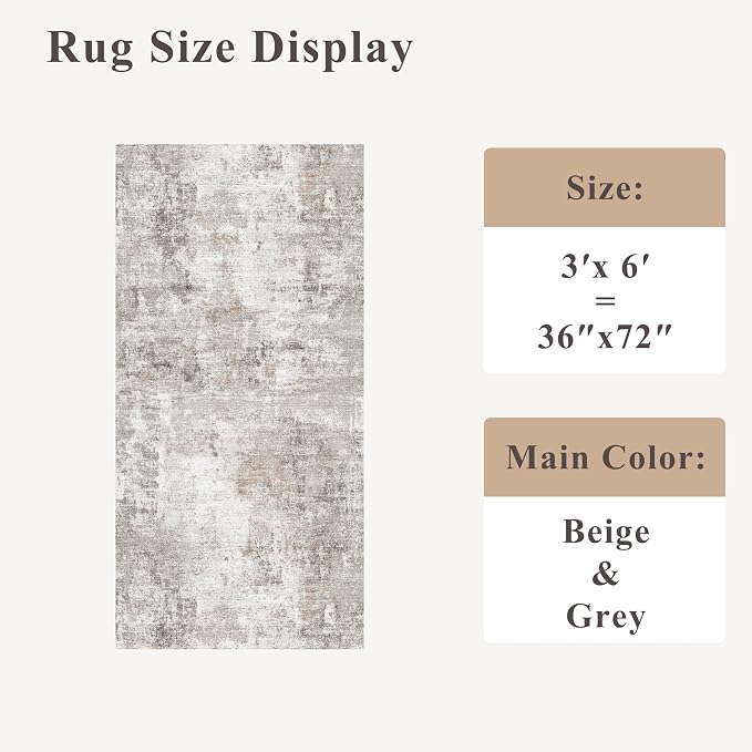 3x6 Washable Non-Slip Kitchen Runner Rug