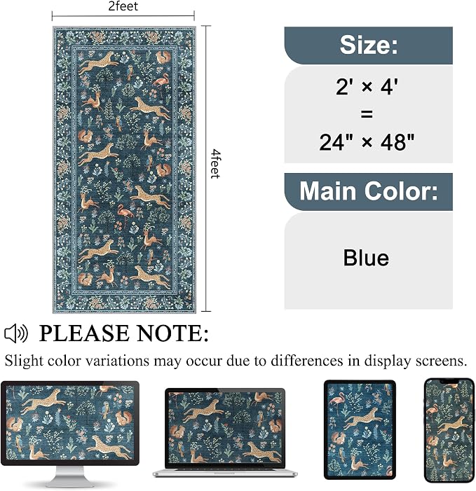 DUKINO 2x4 Rug for Hallway, Washable Kitchen Runner Rug