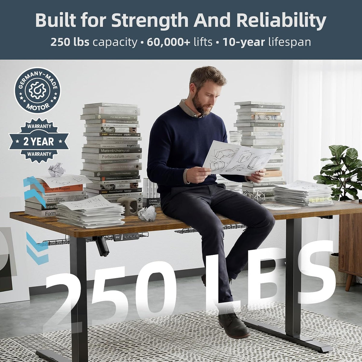 60 x 30 Inch Electric Standing Desk with Flip-Top Cable Management