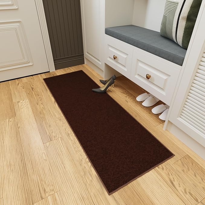 Ottomanson Hallway Runner Rug 1'10" x 6' Non Slip Solid Area Rugs Easy to Clean