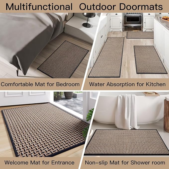 YDKGL Door Mat 17"x30", Dirt Resistant and Absorbent, Non-Slip Rubber Backing