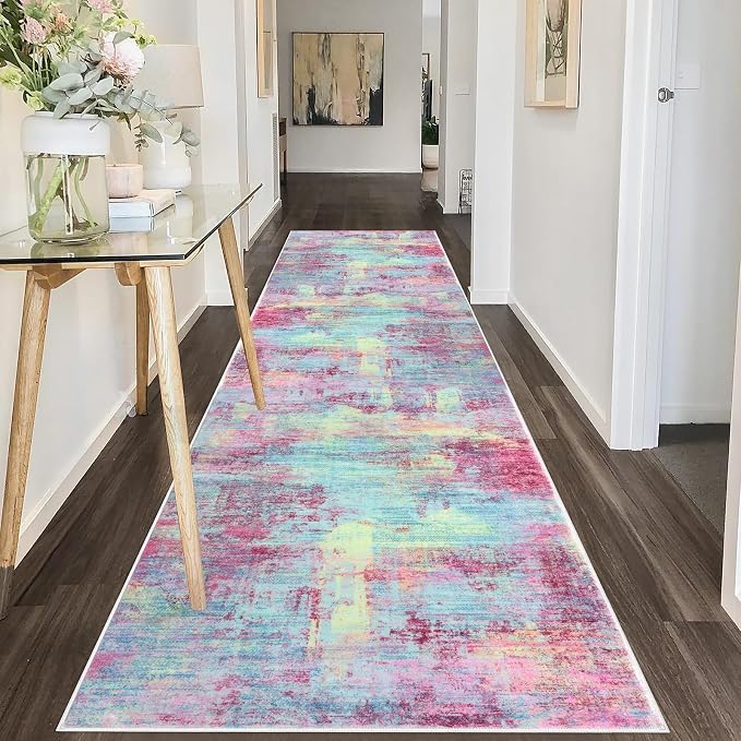 IOHOUZE Abstract Runner Rug 3x10 Ft Washable Runners