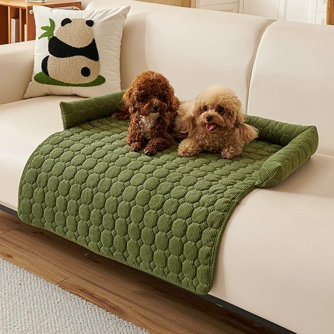 Luxurious Calming Dogs/Cats Bed Mats, Dog Couch Covers Protector, Dog Bed Fluffy Plush Mat for Furniture Protector with Removable Washable Cover for Large Medium Small Dogs and Cats (Green)