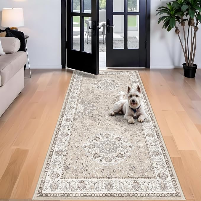 Washable 4x8 Hallway Runner Rug: Vintage 8ft Soft Runners